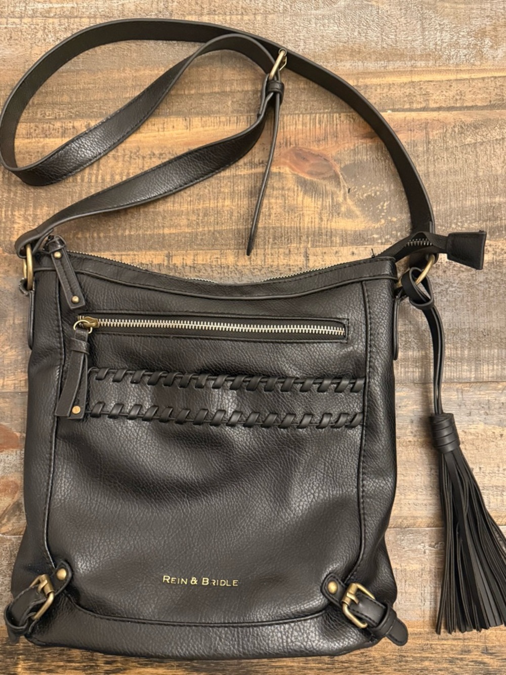 Rein & Bridle Black Leather Crossbody Bag